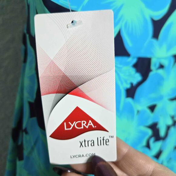 Land's End Women's Square Neck Halter Swim Dress One Piece Swimsuit Size L NWT - Picture 3 of 5